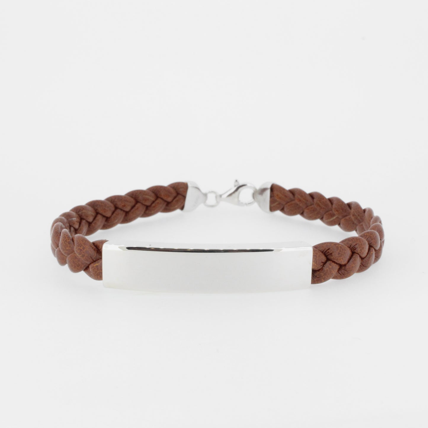 Leather Bracelet with Silver Tag - Customisable