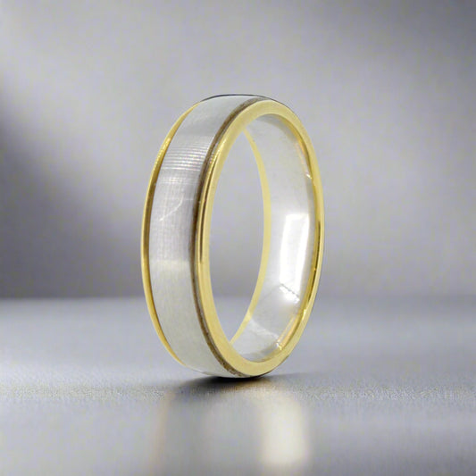 Platinum Wedding Ring with Gold Accent