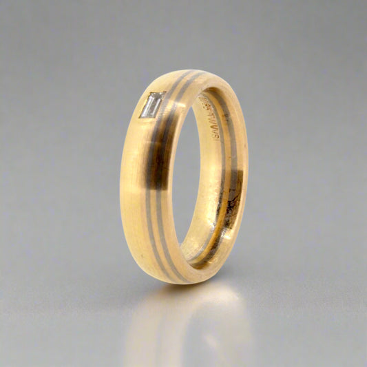 Mixed Gold and Flush Diamond Wedding Band