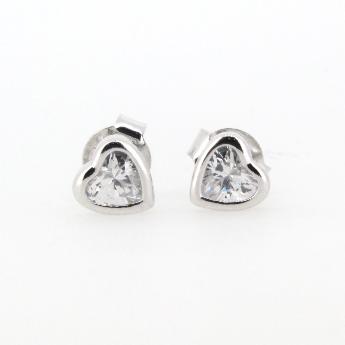 Silver Heart CZ Studs