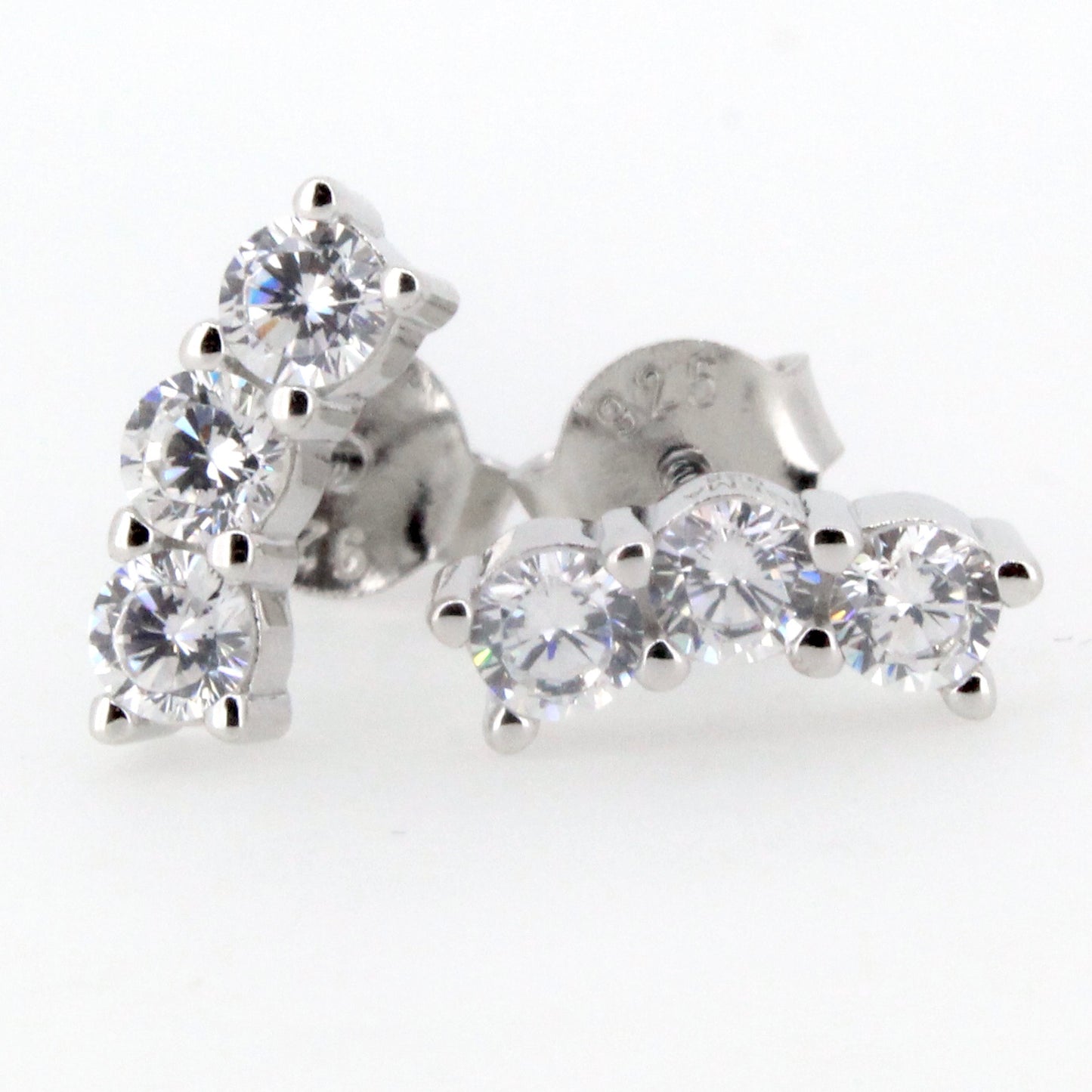 Silver Curved CZ Studs