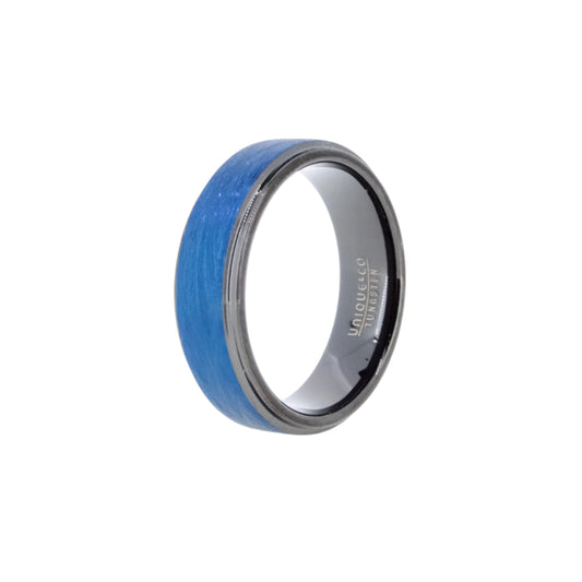 Black & Blue Tungsten Carbide Ring