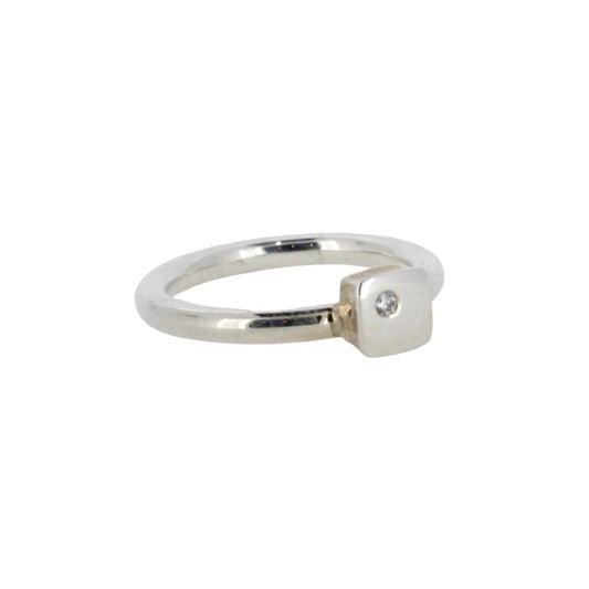 Silver Ring with Small Diamond Detail