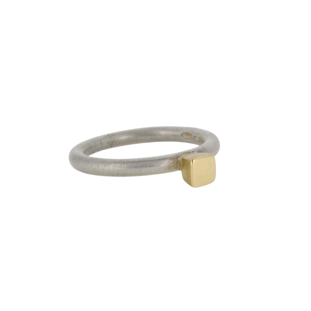 Matte Silver Ring with 18ct Gold Polished Detail