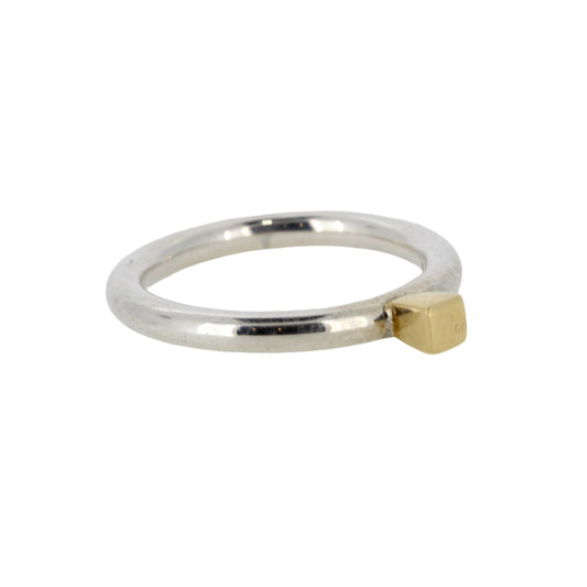 Silver Ring with Small 18ct Gold Detail