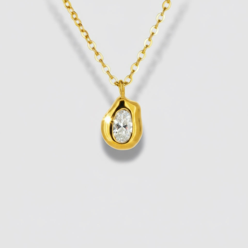 Gold Organic Style CZ Pendant