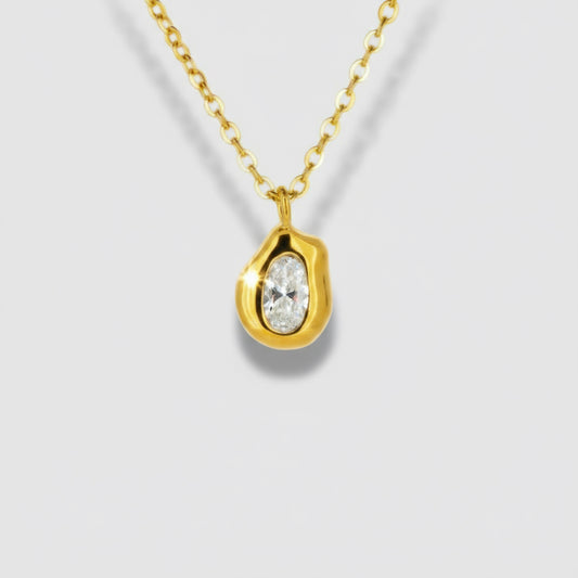Gold Organic Style CZ Pendant