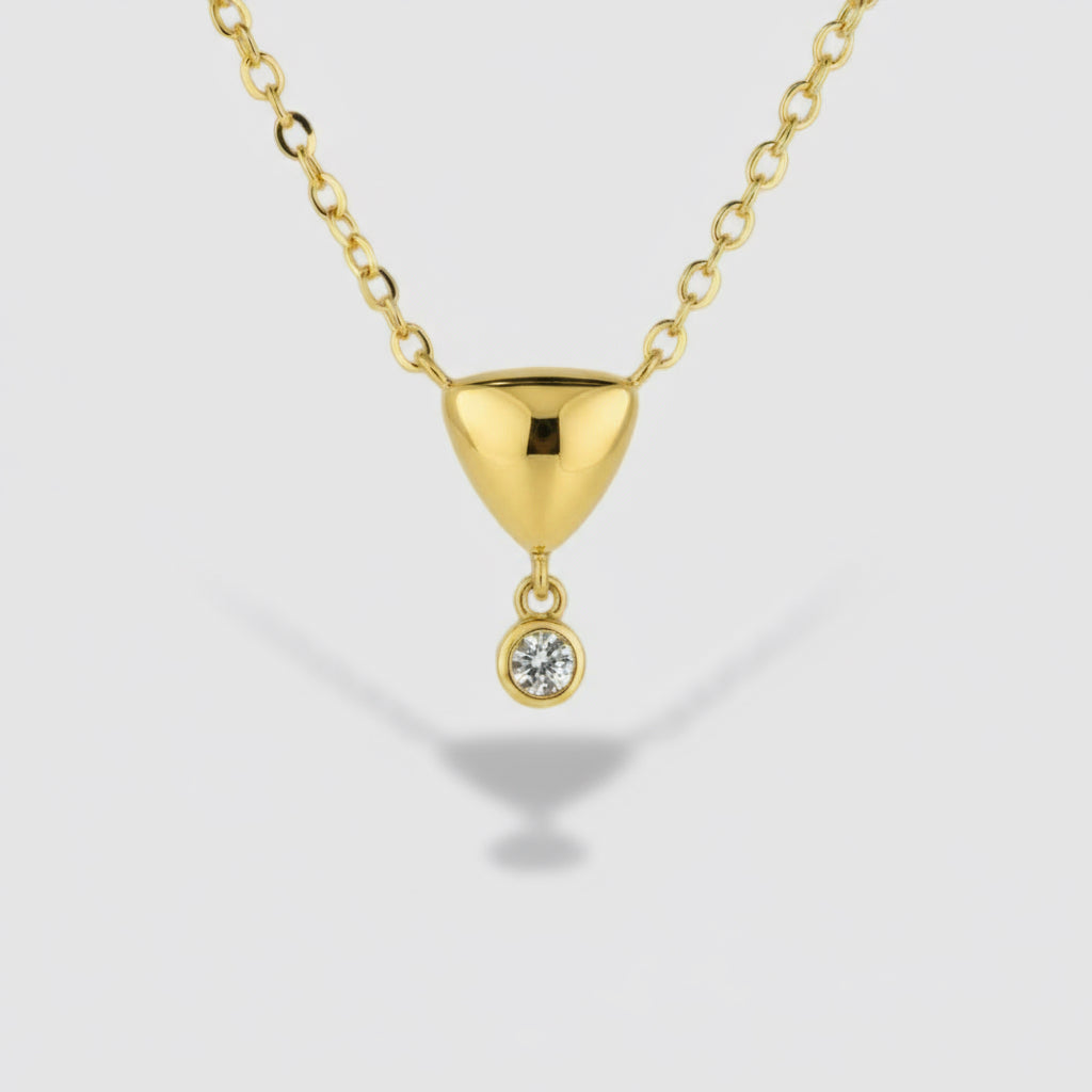 Gold Chubby Heart and CZ Pendant