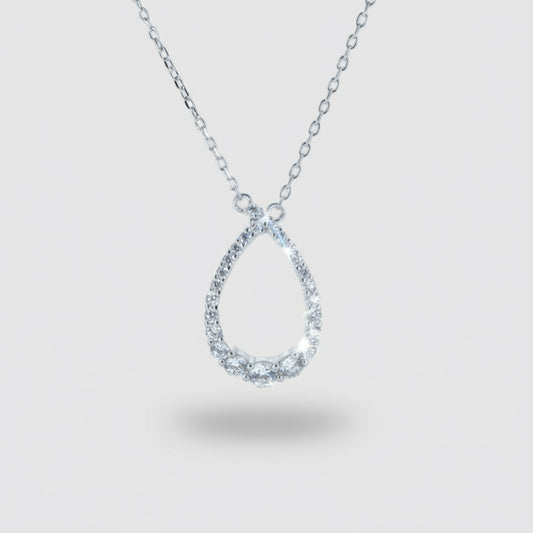 Graduated CZ Tear Drop Necklace