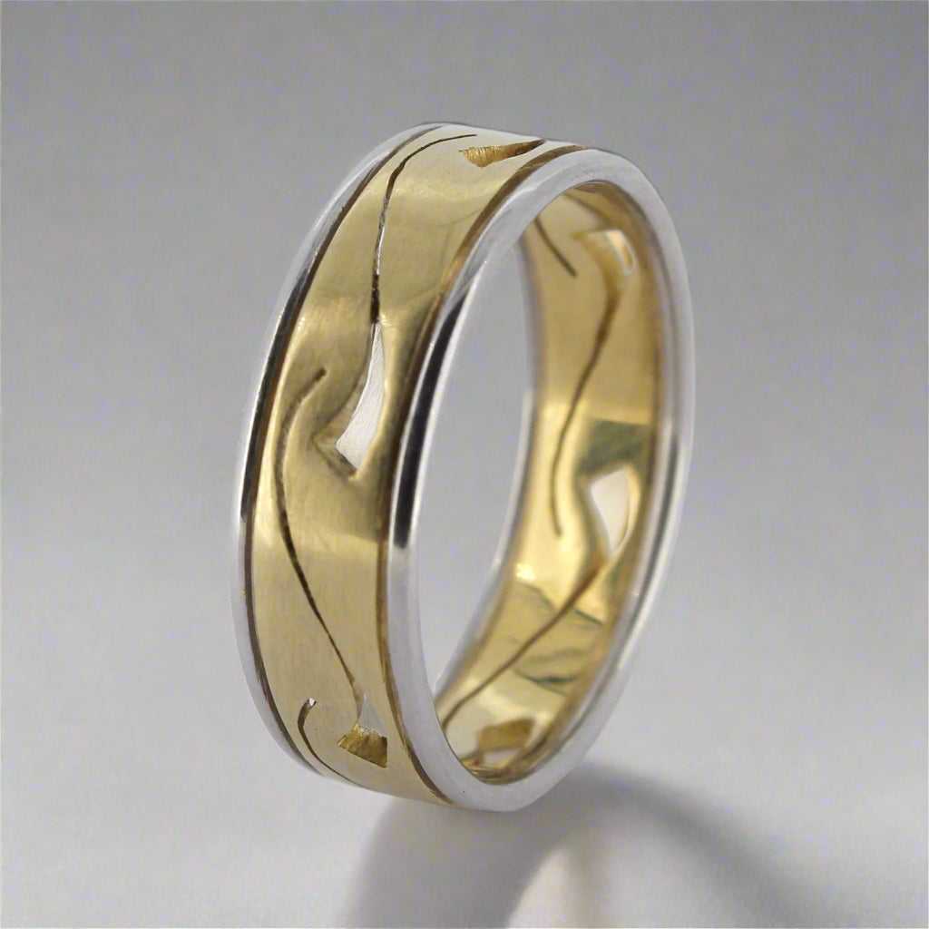 18ct Yellow Gold and Platinum Swirl Ring