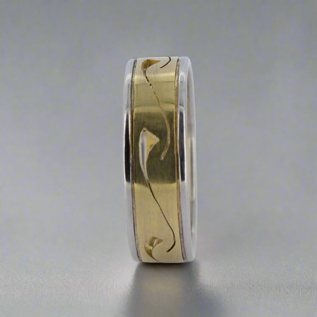 18ct Yellow Gold and Platinum Swirl Ring