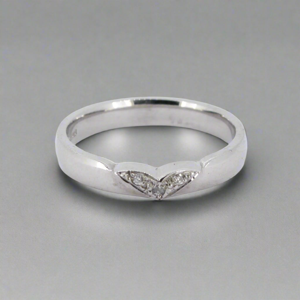 Platinum and Diamond Shaped Wedding Ring