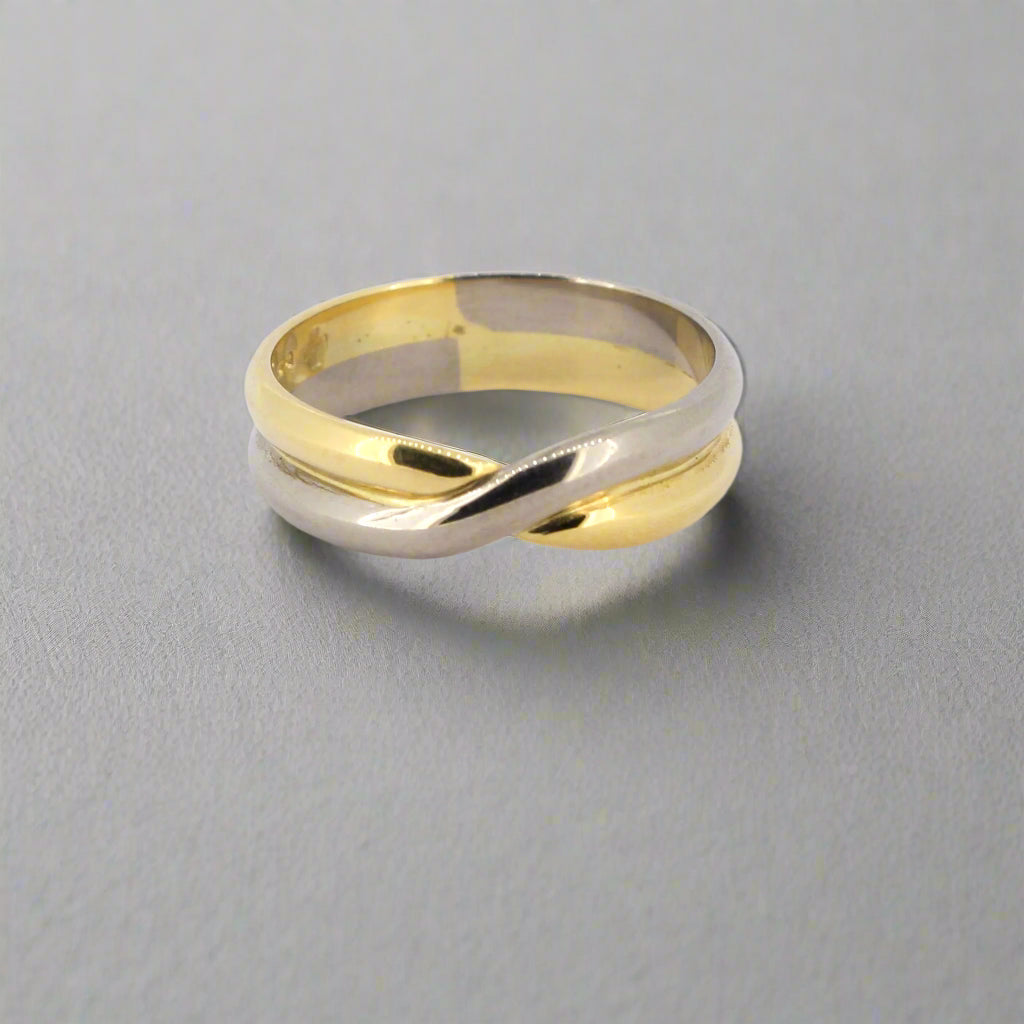 Yellow and White Gold Crossover Ring