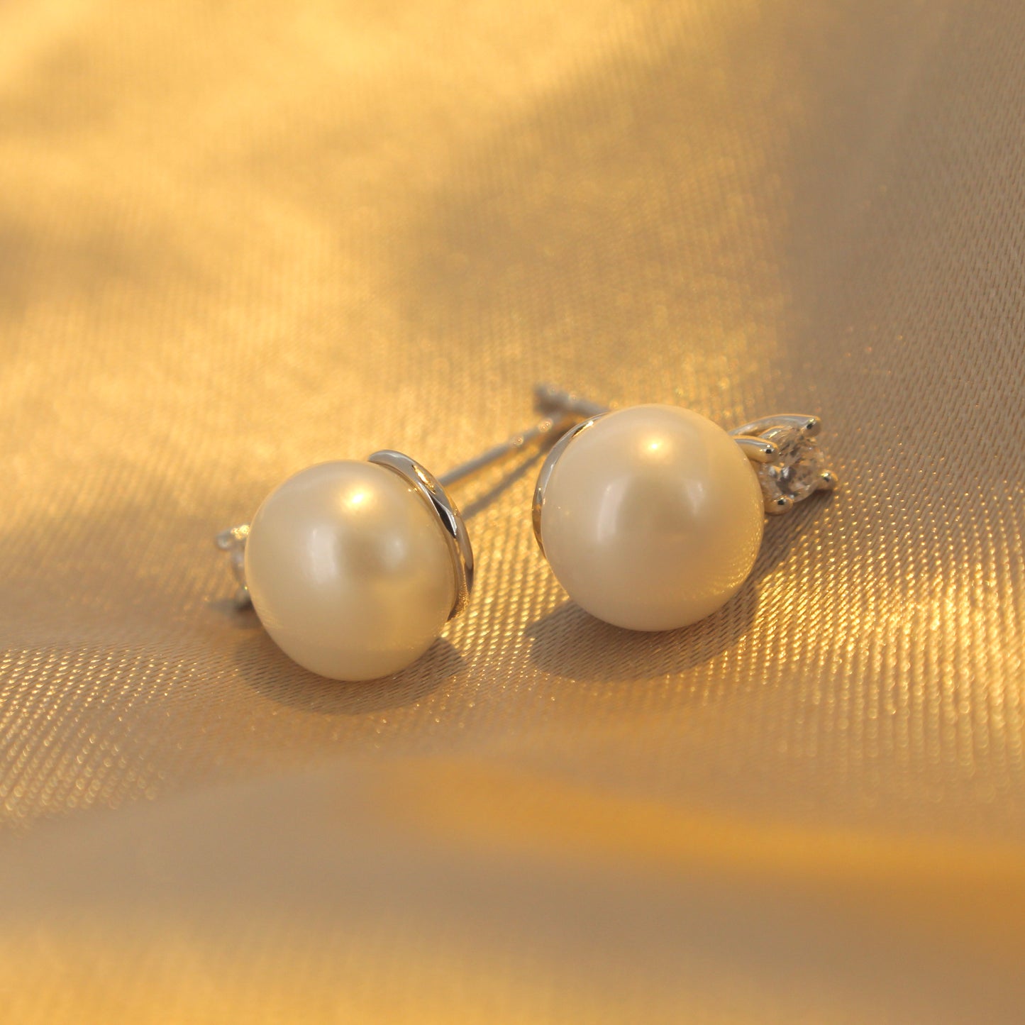 Pearl and CZ Stud Earrings