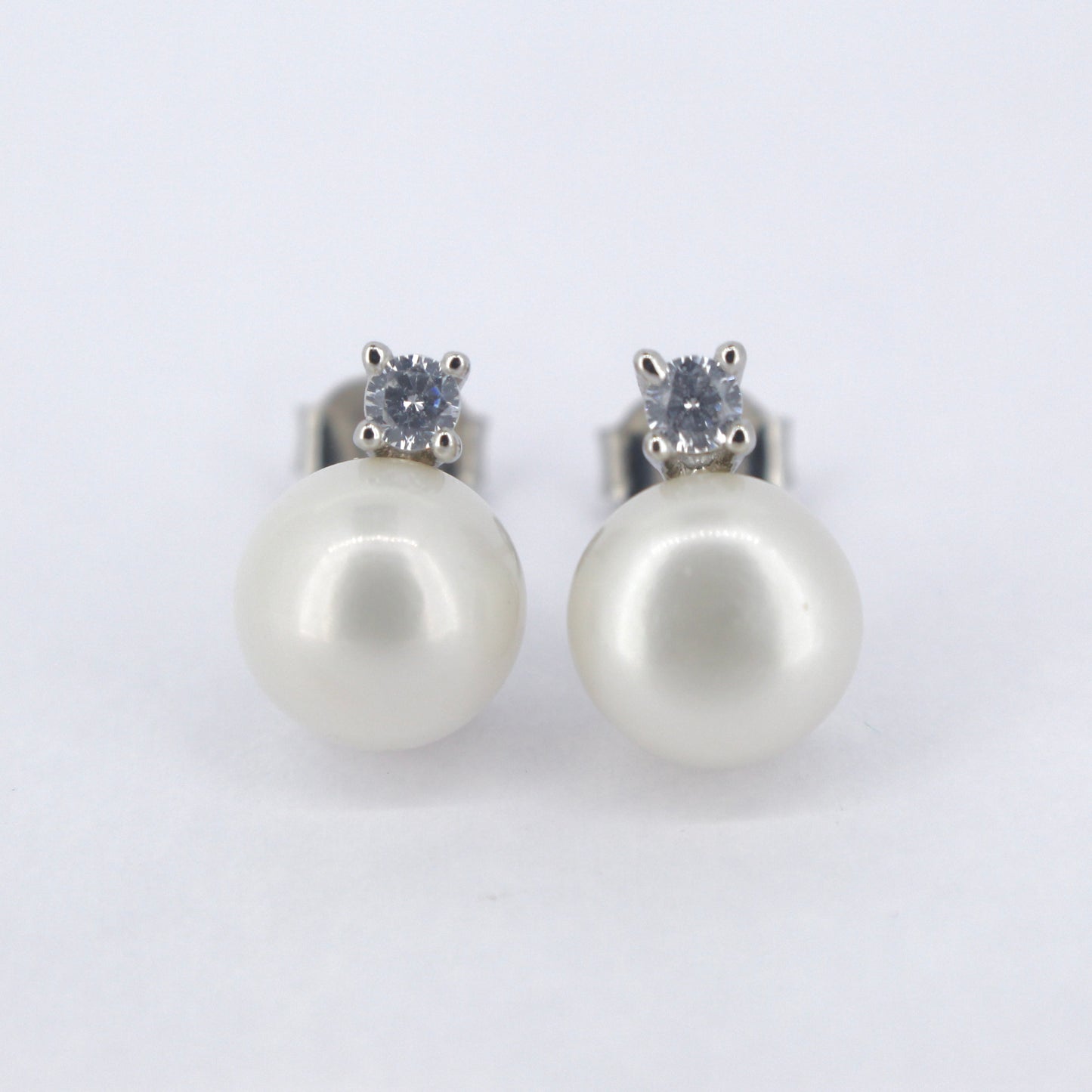 Pearl and CZ Stud Earrings