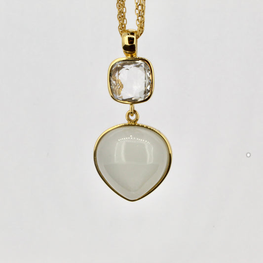 White Moonstone and Rock Crystal Necklace