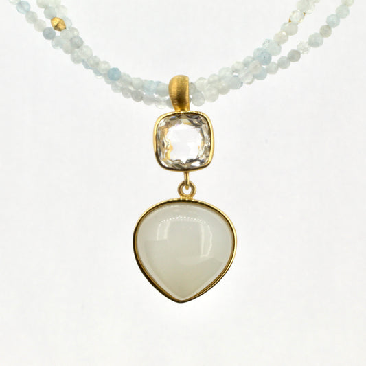 Moonstone, Aquamarine and Rock Crystal Necklace
