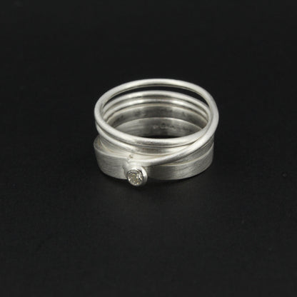 Silver CZ Swirl Ring