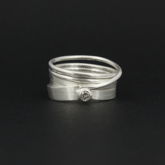 Silver CZ Swirl Ring