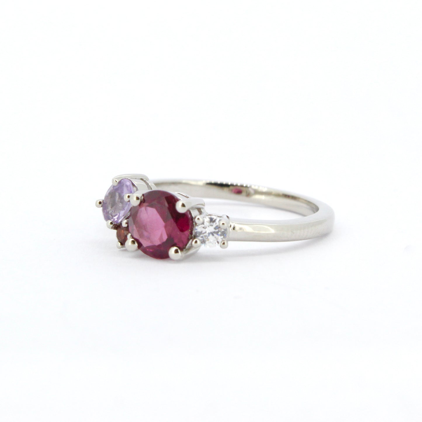 Garnet, Pink Amethyst and Cubic Zirconia Ring