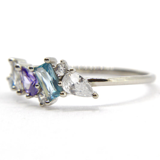 Blue Spinel, Amethyst and Cubic Zirconia Ring