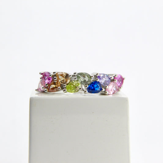 Multicolour Half Eternity Ring