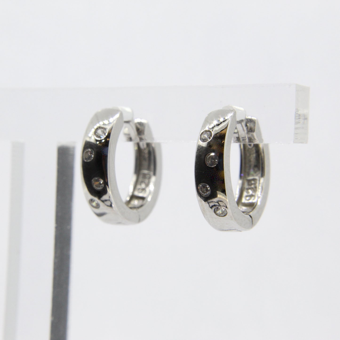 Silver CZ Huggie Earrings