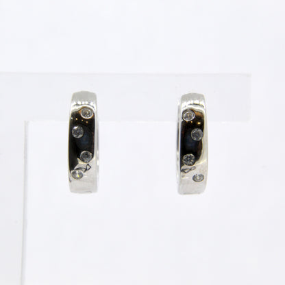 Silver CZ Huggie Earrings