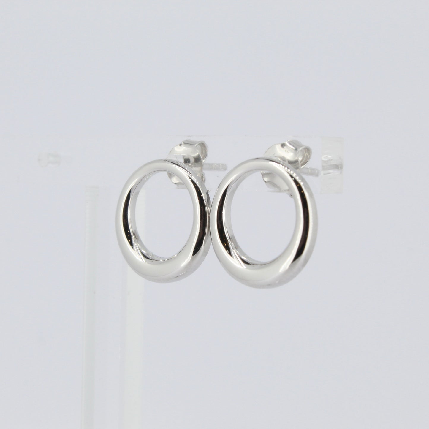 Silver Polished Circle Stud Earrings