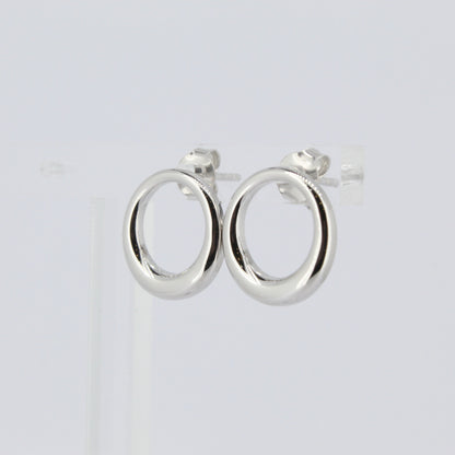 Silver Polished Circle Stud Earrings