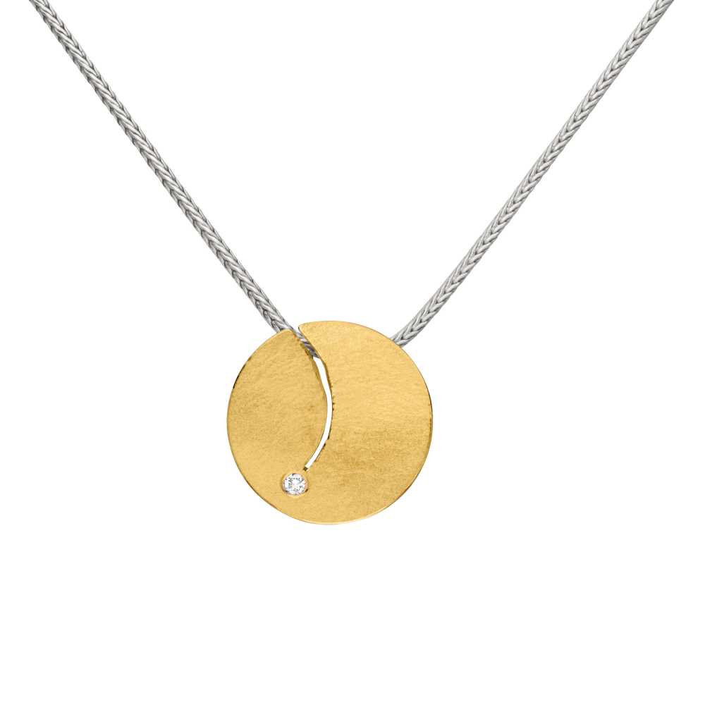 K1136 - Silver, Gold & Diamond Necklace