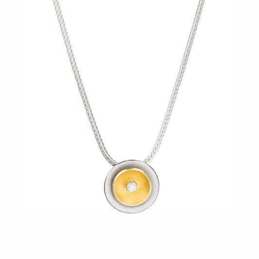K1192 - Silver, Gold and Diamond Pendant