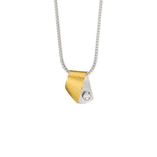 K1383 - Silver, Gold, Diamond Necklace
