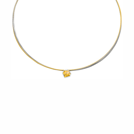 K1417 - Silver, Gold and Citrine Necklet
