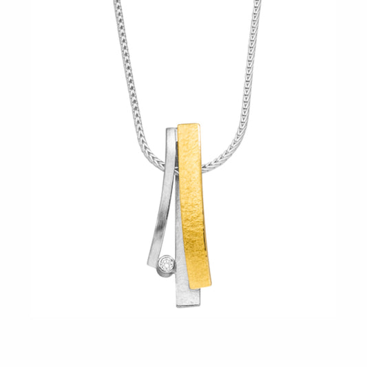 K1432 - Silver, Gold and Diamond Pendant