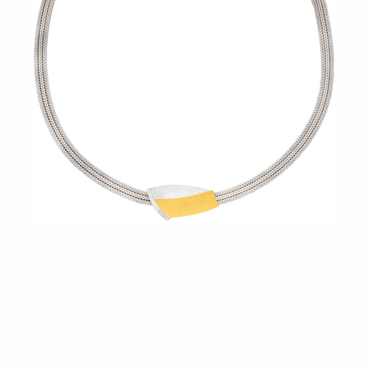 K1482 - Silver, Gold and Diamond Necklace