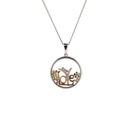 Silver and Rose 'Love' Pendant