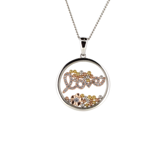 Silver and Rose 'Love' Pendant
