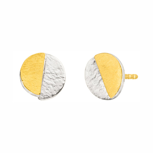 O1024 - Silver and Gold Half-Moon Studs