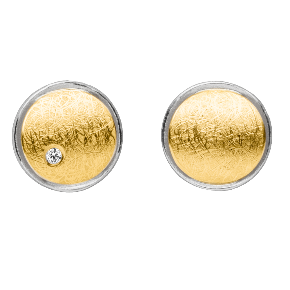 O775 - Silver Gold and Diamond Circle Studs