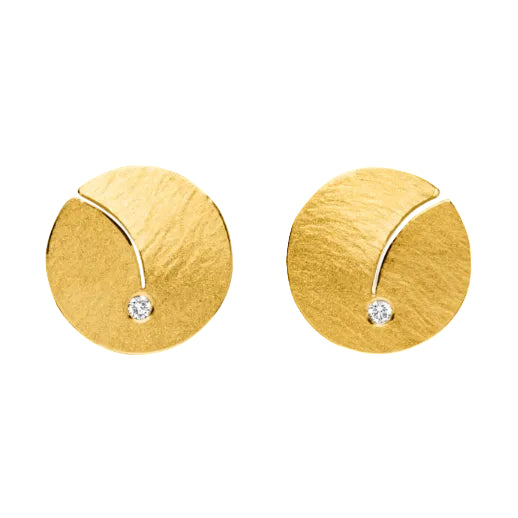 0801 - Gold & Silver with Diamond Stud Earrings