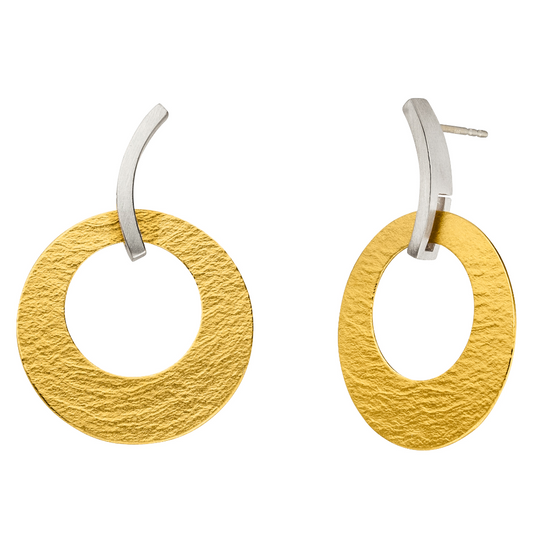 O931 - Silver & Gold Circle Drops