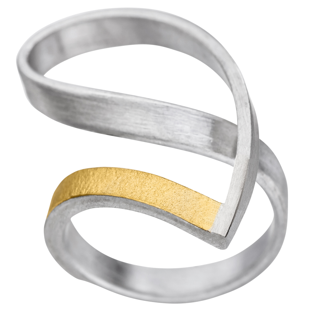 R1187 - Silver, Gold Twist Ring