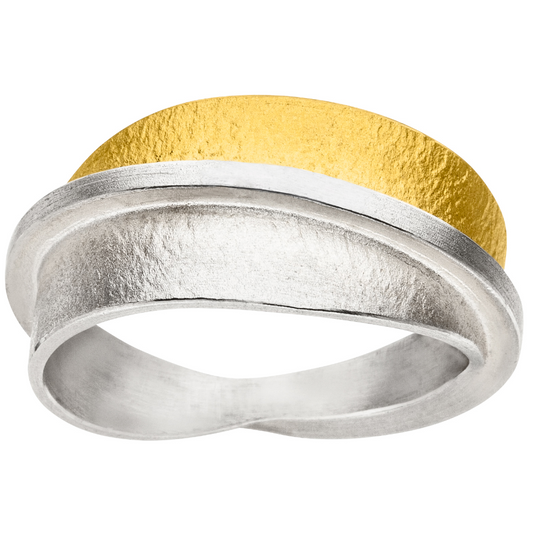 R1253 - Silver, Gold & Textured Ring