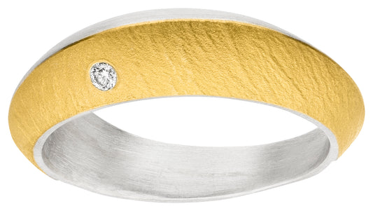 R1310 - Silver and Gold Knife Edge Diamond Ring