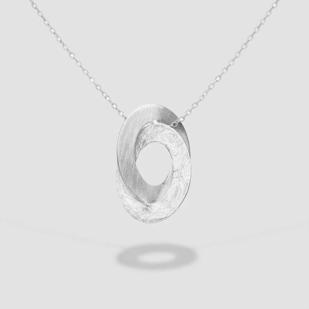 Interlocking Mixed Texture Silver Pendant