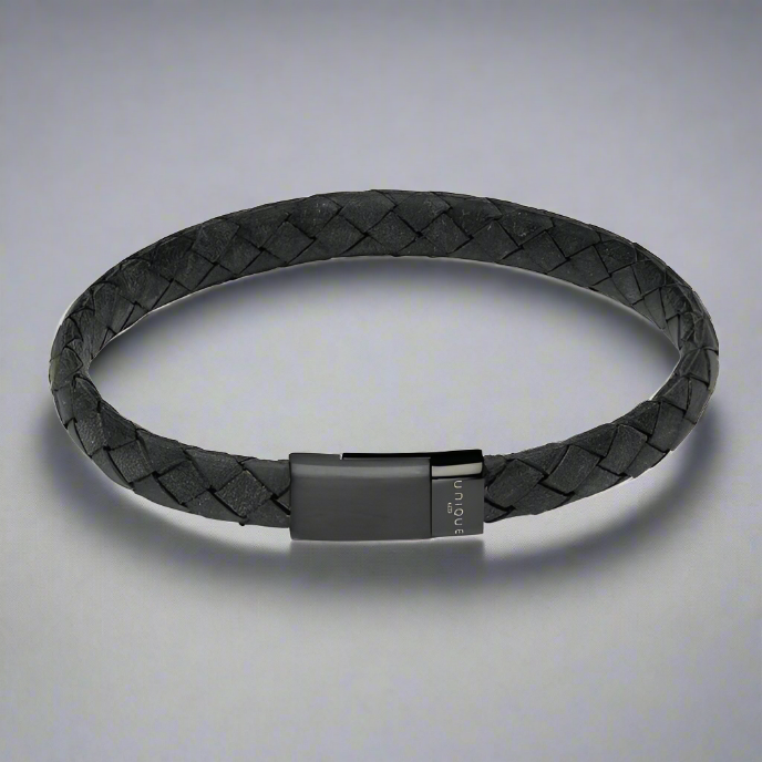 Antique Black Leather Bracelet