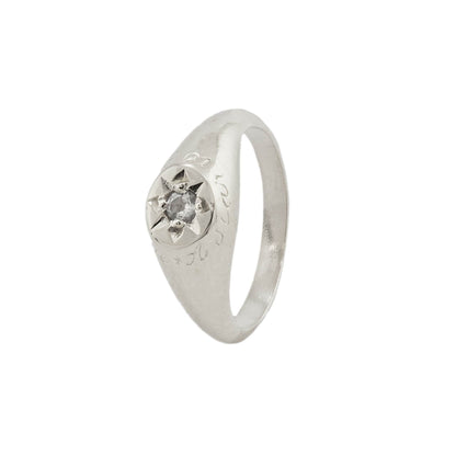 'A Star to Guide Me' White Topaz Signet Ring
