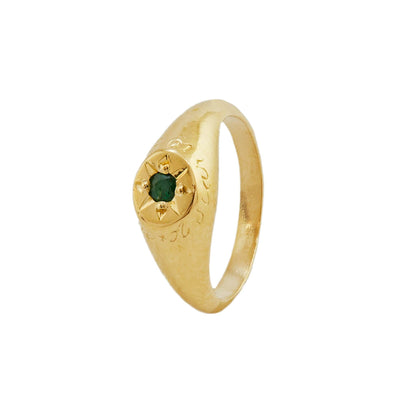 'A Star to Guide Me' Emerald Signet Ring