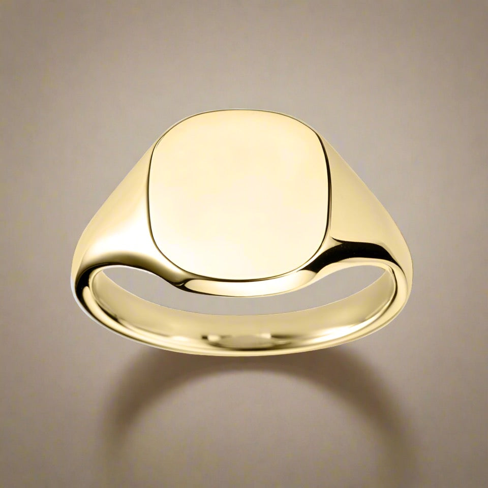 9ct Yellow Gold Cushion Signet Ring